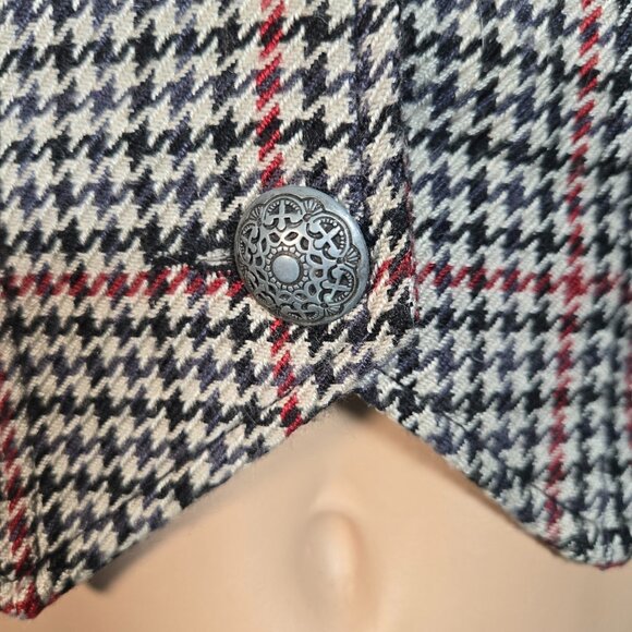 Y2K Vest Waistcoat Fitted Houndstooth Size XS Academia Office Siren Beige Black - Picture 2 of 12